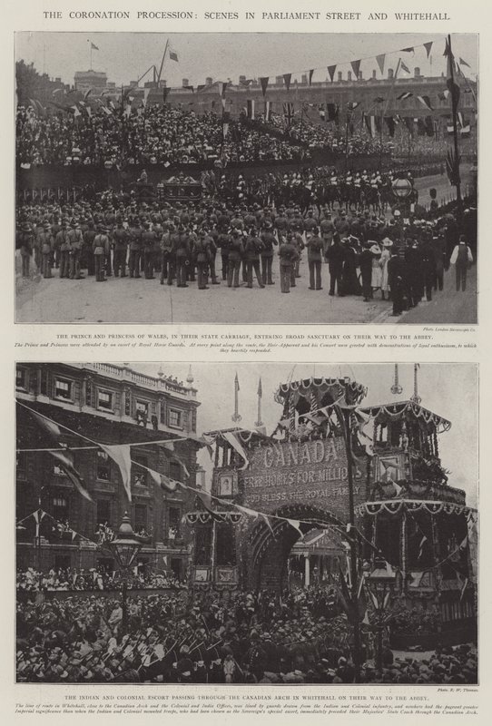 La procession du couronnement, scènes dans Parliament Street et Whitehall - English Photographer