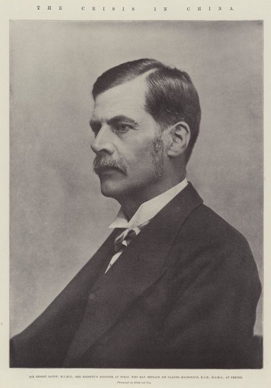 La crise en Chine, Sir Ernest Satow, KCMG, ministre de Sa Majesté à Tokyo, qui pourrait remplacer Sir Claude MacDonald, KCB, KCMG, à Pékin - English Photographer