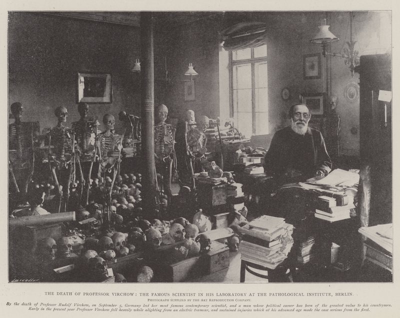 La mort du professeur Virchow, le célèbre scientifique dans son laboratoire à l