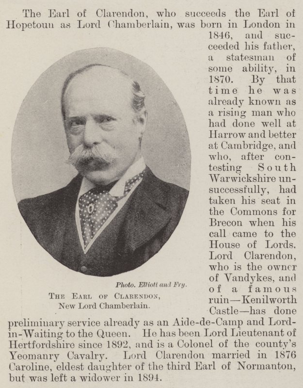 Le comte de Clarendon, nouveau Lord Chambellan - English Photographer