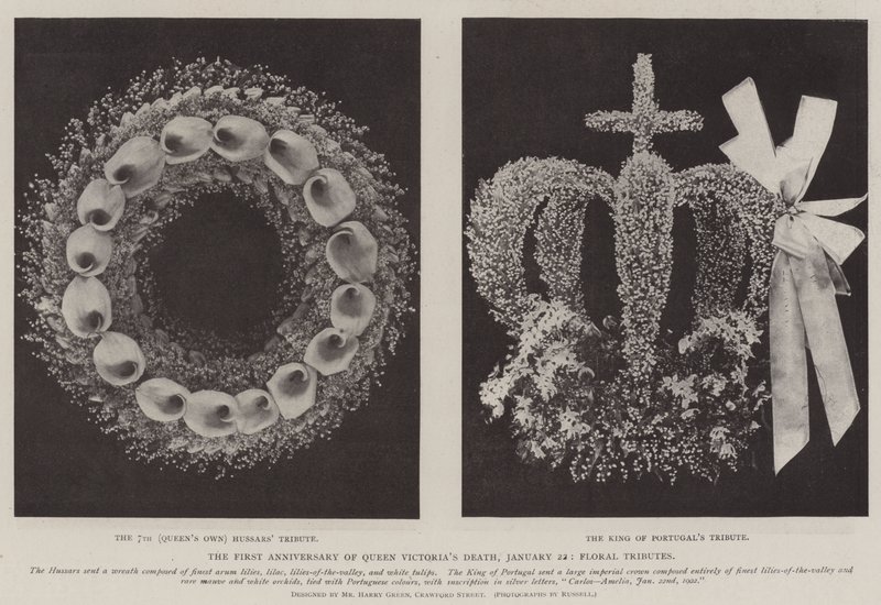 Le premier anniversaire de la mort de la reine Victoria, 22 janvier, hommages floraux - English Photographer