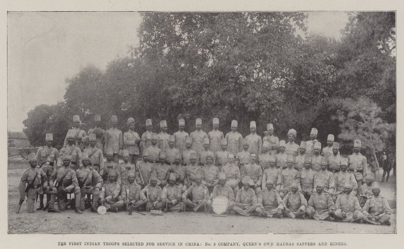 Les premières troupes indiennes sélectionnées pour le service en Chine, No 3 Compagnie, Sapeurs et Mineurs de la Reine de Madras - English Photographer