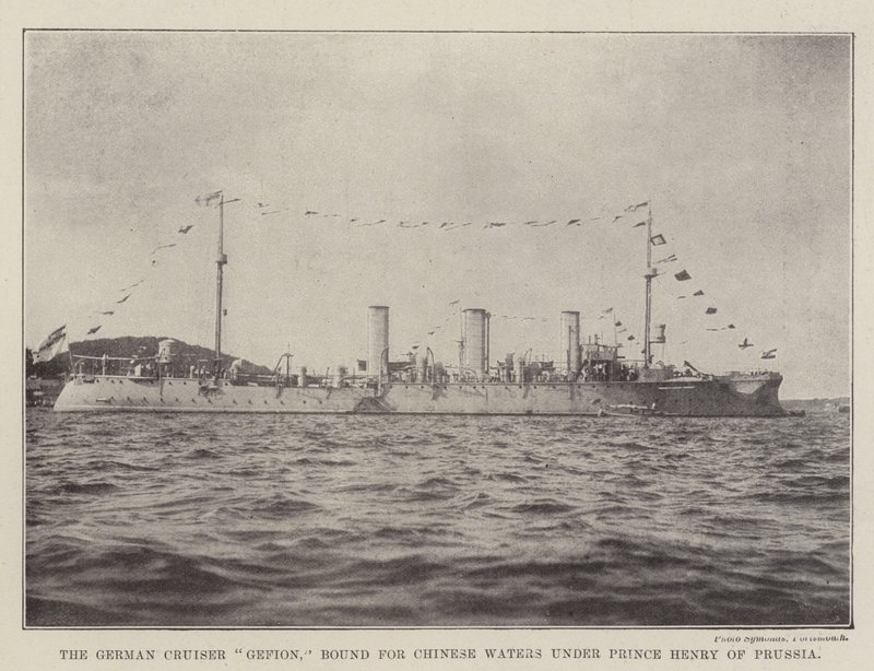 Le croiseur allemand Gefion, en route pour les eaux chinoises sous le prince Henri de Prusse - English Photographer