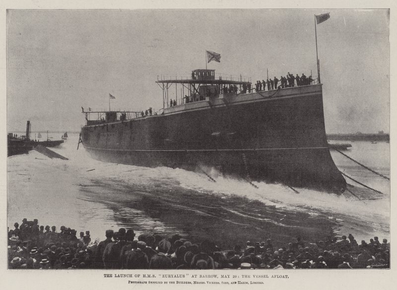 Le lancement du HMS Euryalus à Barrow, 20 mai, le navire à flot - English Photographer