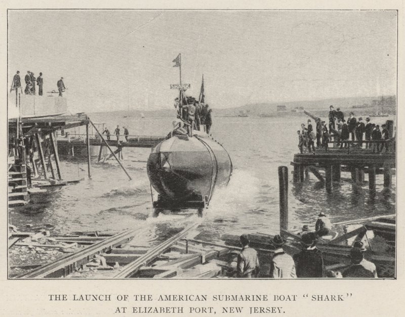 Le lancement du sous-marin américain Shark à Elizabeth Port, New Jersey - English Photographer