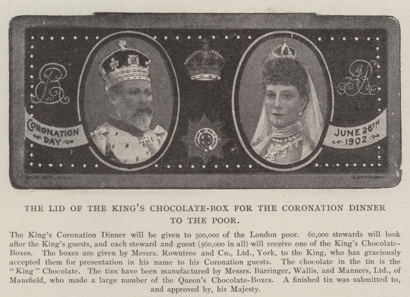 Le couvercle de la boîte de chocolat du roi pour le dîner de couronnement des pauvres - English Photographer