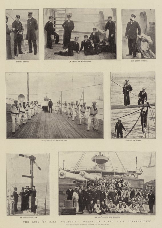 La perte du HMS Victoria, scènes à bord du HMS Camperdown - English Photographer