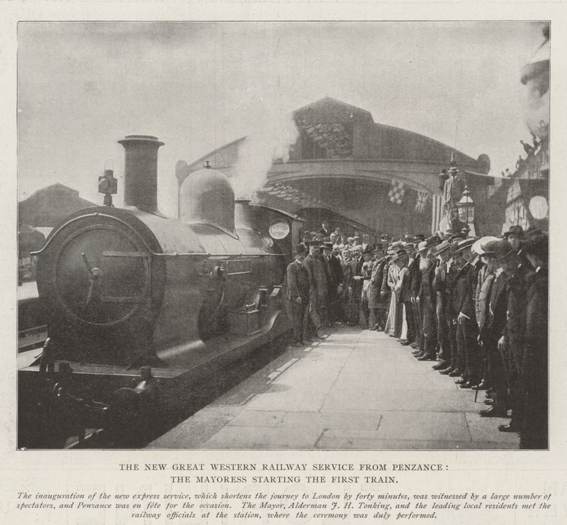 Le nouveau service ferroviaire Great Western de Penzance, la mairesse lançant le premier train - English Photographer