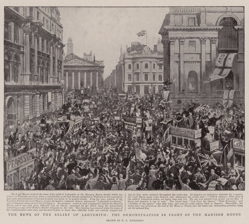 La Nouvelle de la Libération de Ladysmith, la Manifestation devant le Mansion House - English Photographer