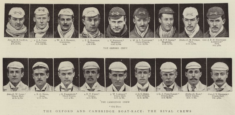 La course de bateaux Oxford et Cambridge, les équipages rivaux - English Photographer