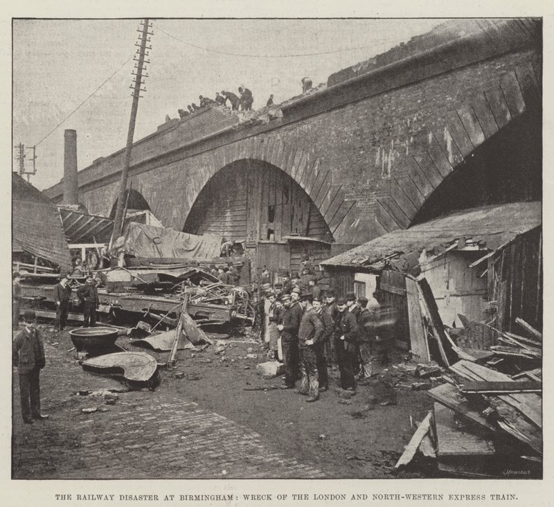 La catastrophe ferroviaire à Birmingham, déraillement du train express London and North-Western - English Photographer