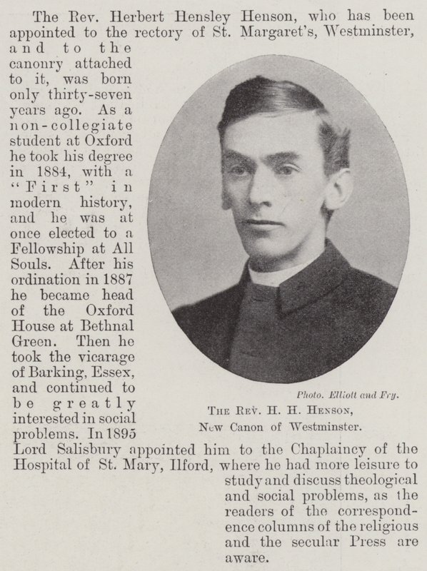 Le révérend H H Henson, nouveau chanoine de Westminster - English Photographer