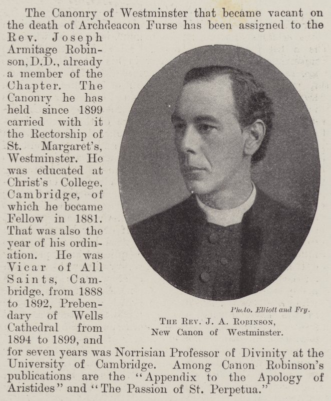 Le révérend J A Robinson, nouveau chanoine de Westminster - English Photographer