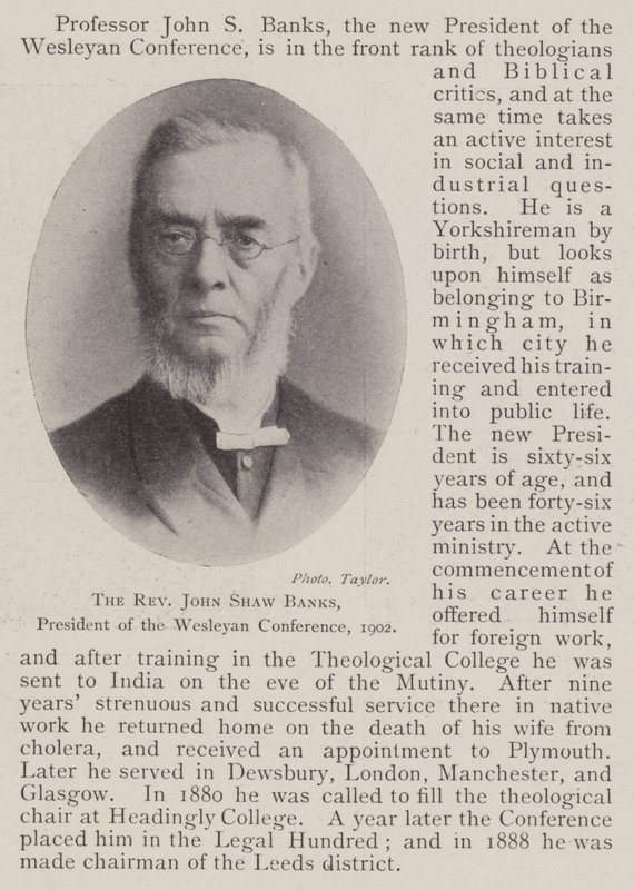 Le révérend John Shaw Banks, président de la conférence wesleyenne, 1902 - English Photographer