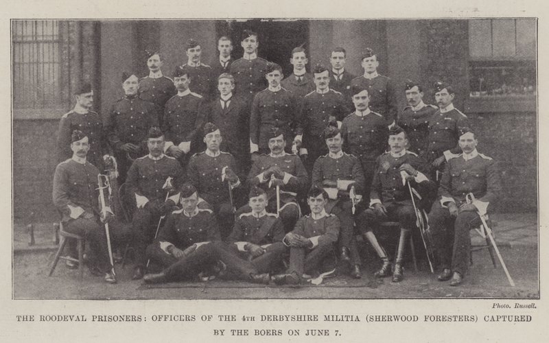 Les prisonniers de Roodeval, officiers de la 4e milice du Derbyshire (Sherwood Foresters) capturés par les Boers le 7 juin - English Photographer