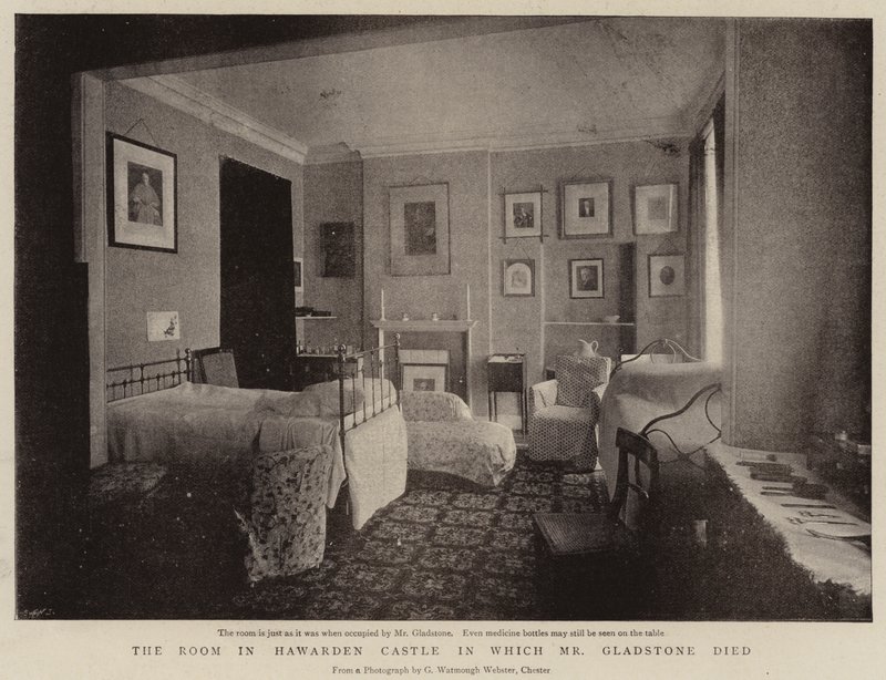 La chambre du château de Hawarden où M. Gladstone est mort - English Photographer