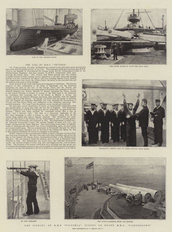 Le naufrage du HMS Victoria, scènes à bord du HMS Camperdown - English Photographer