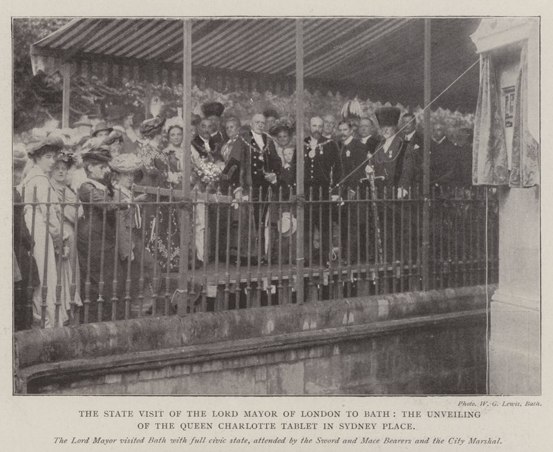 La visite officielle du lord-maire de Londres à Bath, le dévoilement de la tablette de la reine Charlotte à Sydney Place - English Photographer