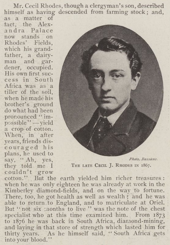 Le défunt Cecil J Rhodes en 1867 - English Photographer