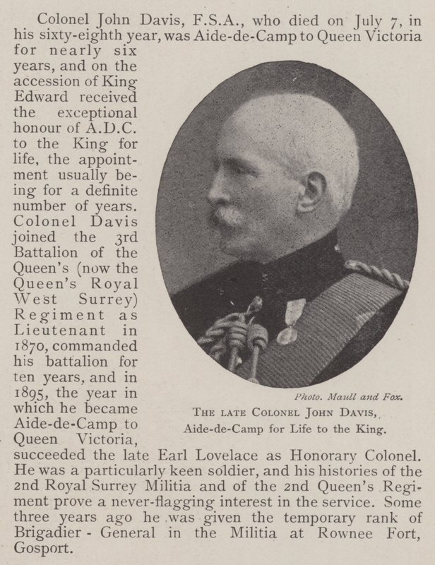 Feu Colonel John Davis, aide de camp à vie du roi - English Photographer