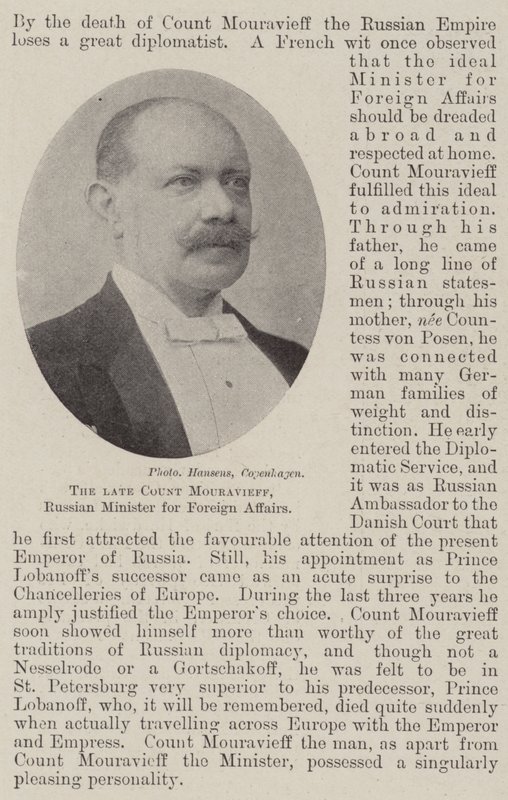 Feu Comte Mouravieff, ministre russe des Affaires étrangères - English Photographer