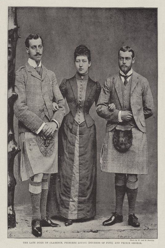 Feu le duc de Clarence, la princesse Louise (duchesse de Fife) et le prince George - English Photographer
