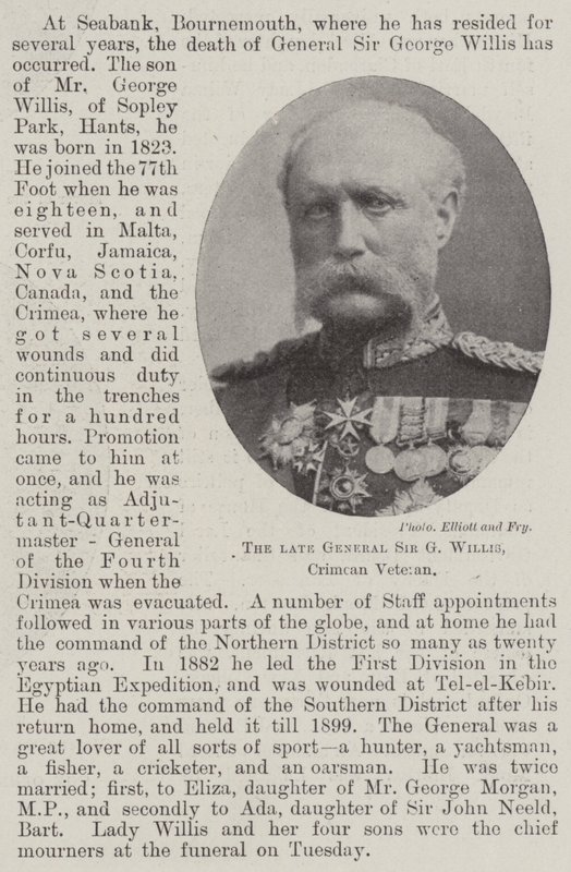 Feu général Sir G Willis, vétéran de Crimée - English Photographer
