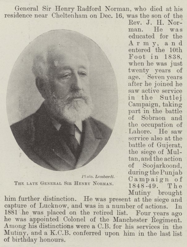 Feu Général Sir Henry Norman - English Photographer
