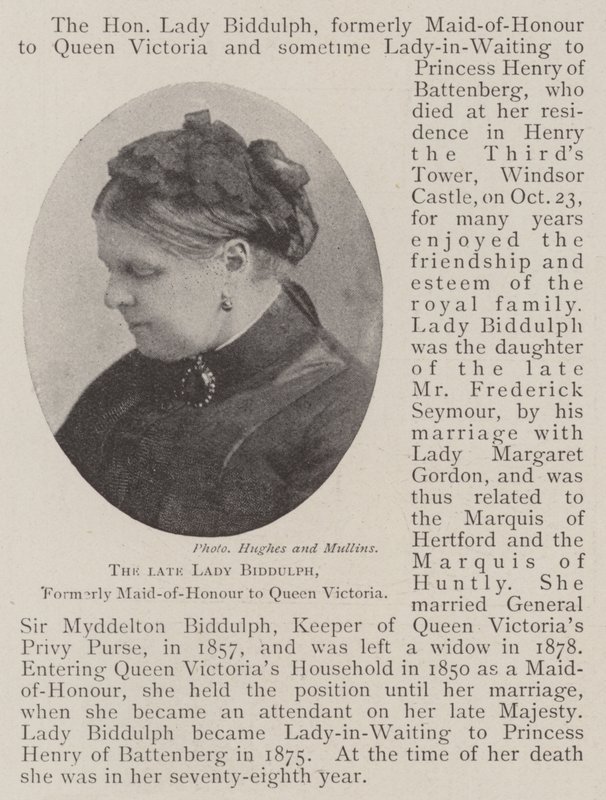 Feu Lady Biddulph, anciennement demoiselle d