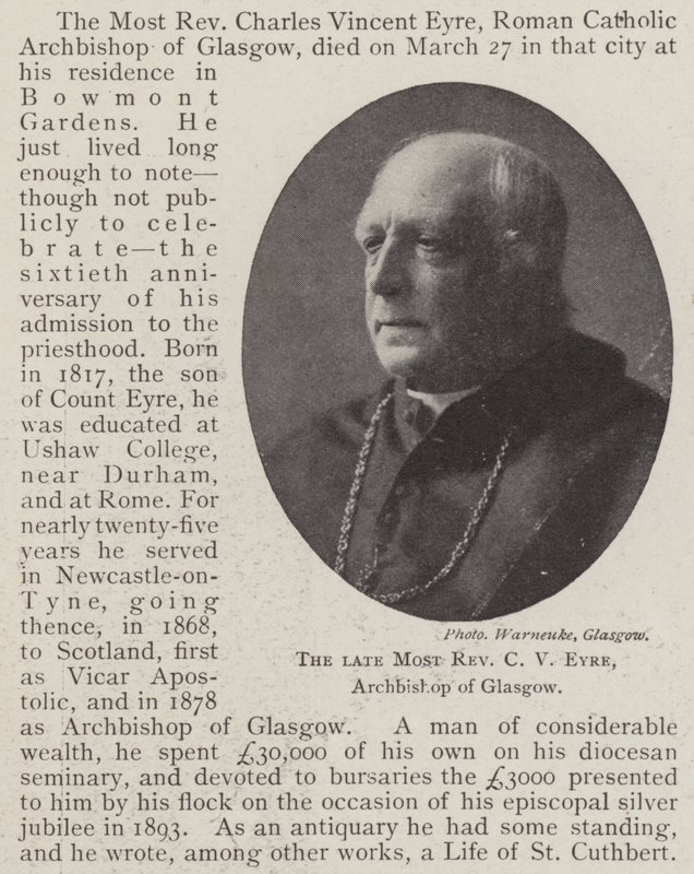 Le défunt très révérend C V Eyre, archevêque de Glasgow - English Photographer