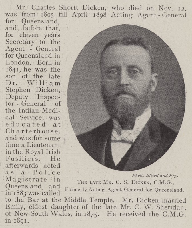 Feu M. C S Dicken, CMG, ancien agent général par intérim du Queensland - English Photographer