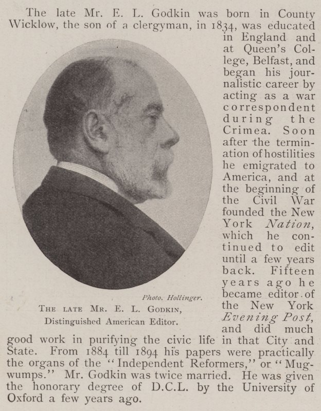 Feu M. E. L. Godkin, éminent éditeur américain - English Photographer