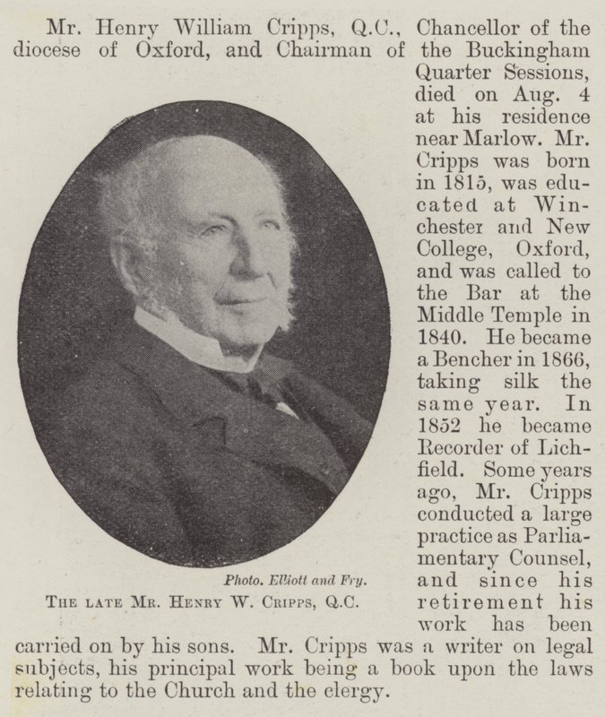 Feu M. Henry W Cripps, QC - English Photographer
