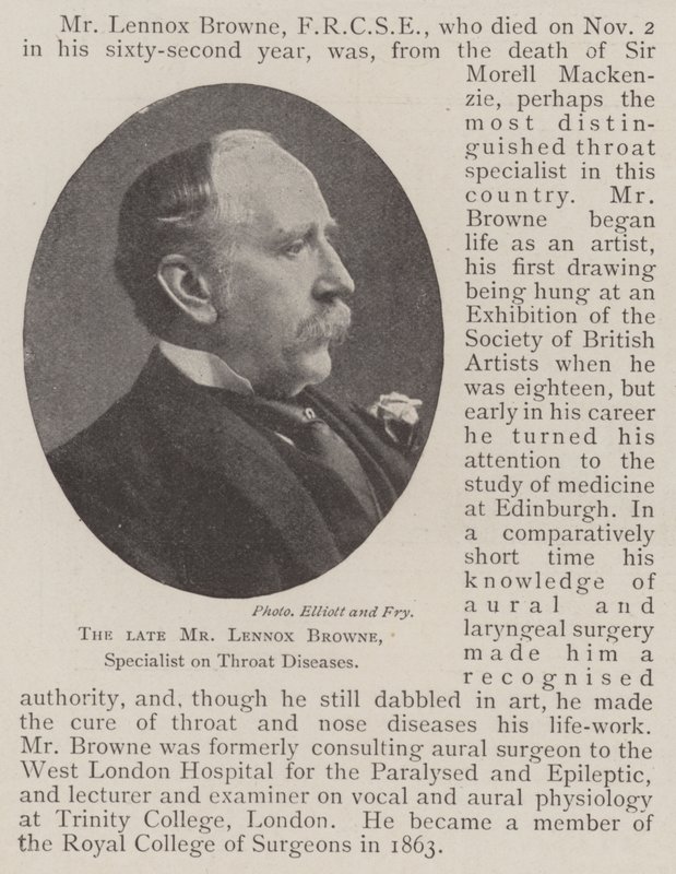 Feu M. Lennox Browne, spécialiste des maladies de la gorge - English Photographer