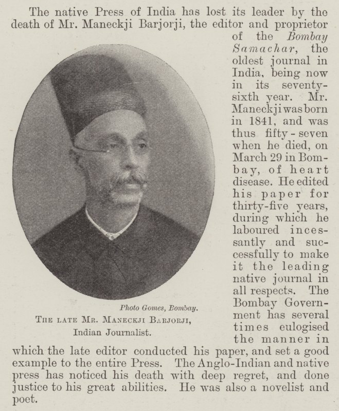 Feu M. Maneckji Barjorji, journaliste indien - English Photographer