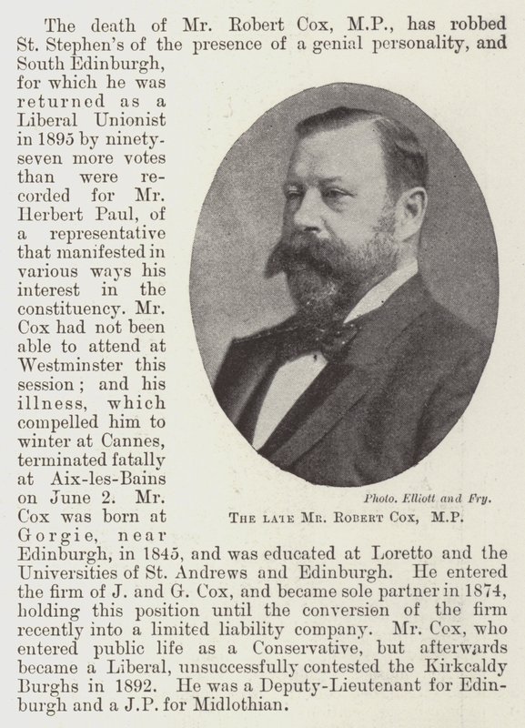 Le défunt M. Robert Cox, MP - English Photographer