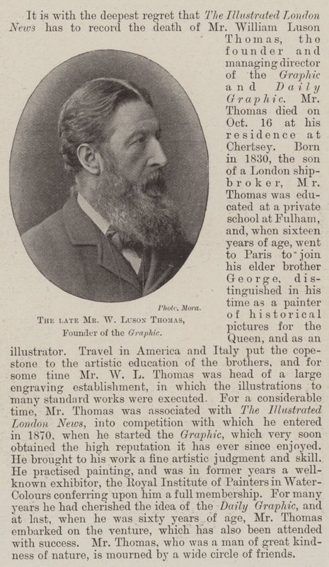 Feu M. W Luson Thomas, fondateur du Graphic - English Photographer