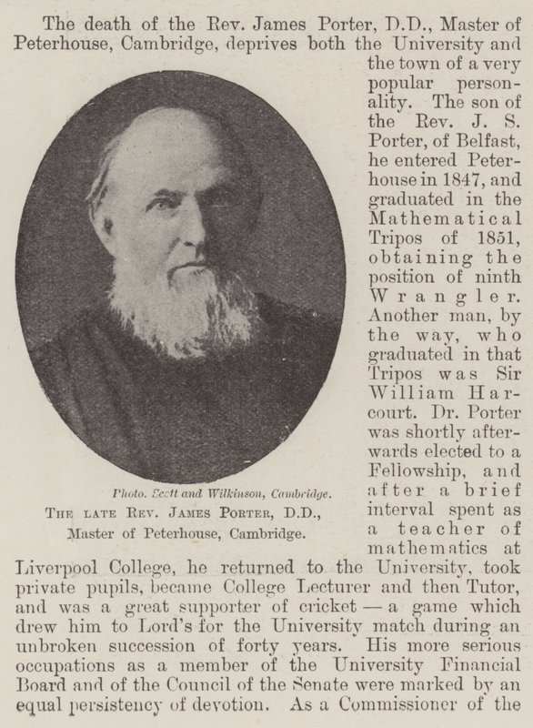 Feu Révérend James Porter, DD, maître de Peterhouse, Cambridge - English Photographer