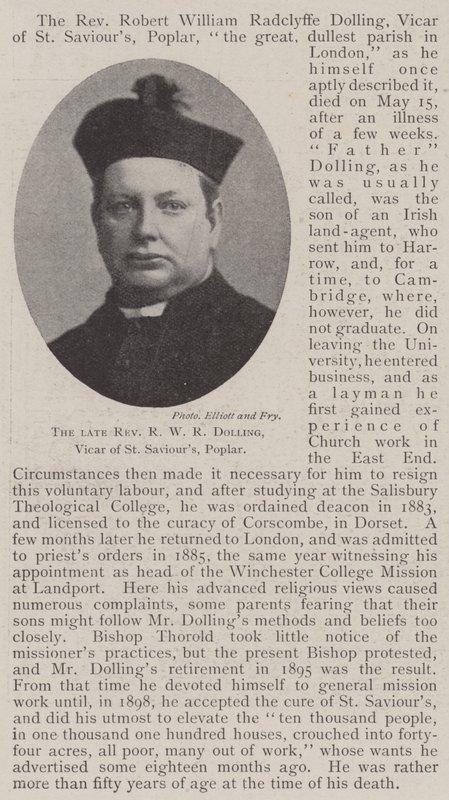 Feu révérend R. W. R. Dolling, vicaire de St Saviour