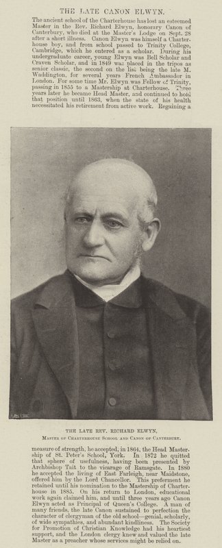 Feu le révérend Richard Elwyn, maître de l
