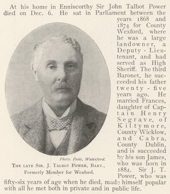 Feu Sir J Talbot Power, baronnet, ancien membre pour Wexford - English Photographer
