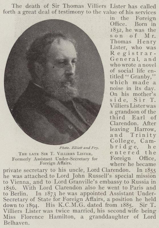 Feu Sir T Villiers Lister, ancien sous-secrétaire adjoint aux affaires étrangères - English Photographer