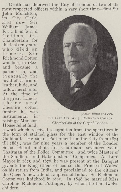 Sir W J Richmond Cotton, chambellan de la ville de Londres - English Photographer