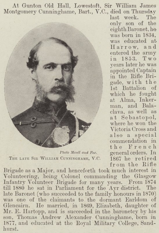 Feu Sir William Cunninghame, VC - English Photographer