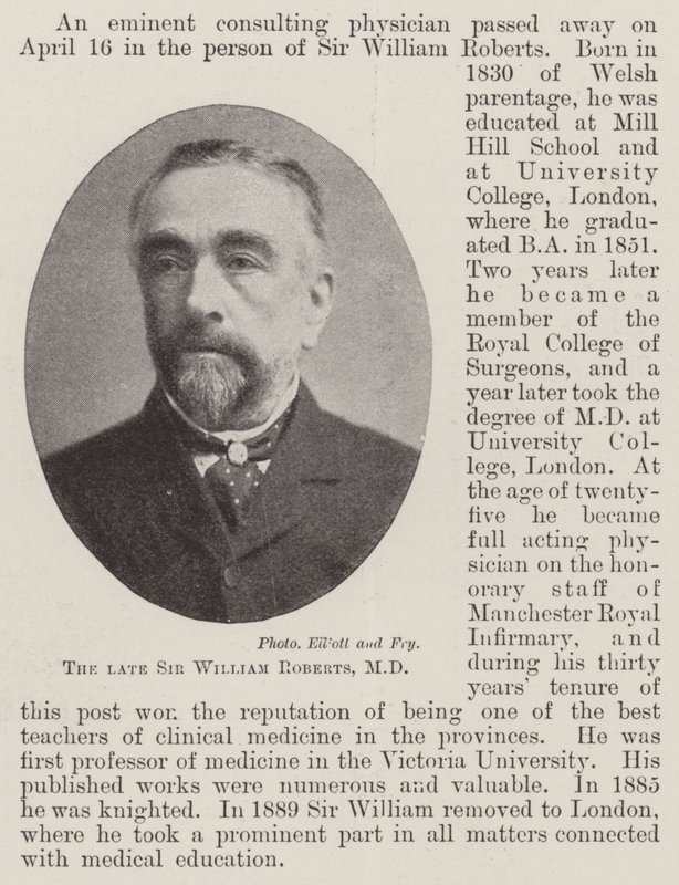Feu Sir William Roberts, MD - English Photographer