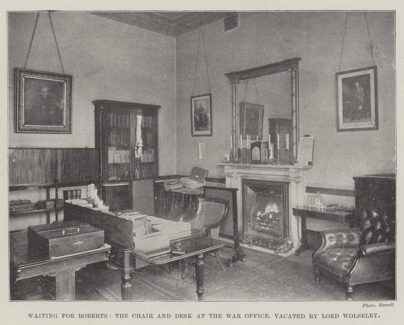 En attendant Roberts, la chaise et le bureau au Ministère de la Guerre, vacants par Lord Wolseley - English Photographer