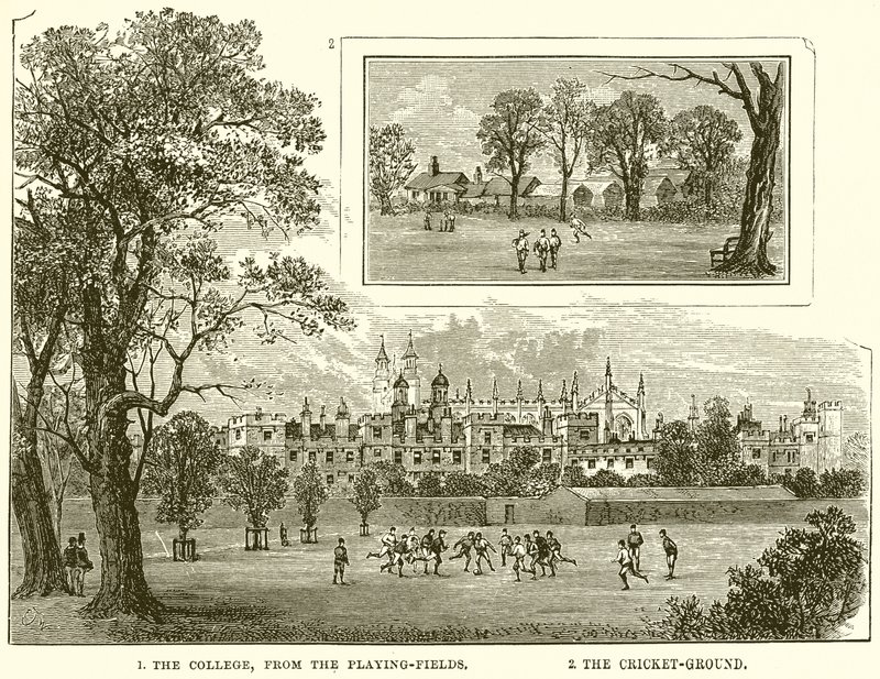 1. Le collège, depuis les terrains de jeu. 2. Le terrain de cricket - English School