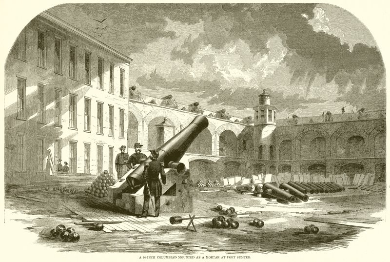 Un Columbiad de 10 pouces monté comme mortier à Fort Sumter - English School