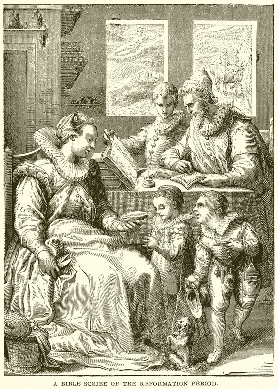Un scribe de la Bible de la période de la Réforme - English School