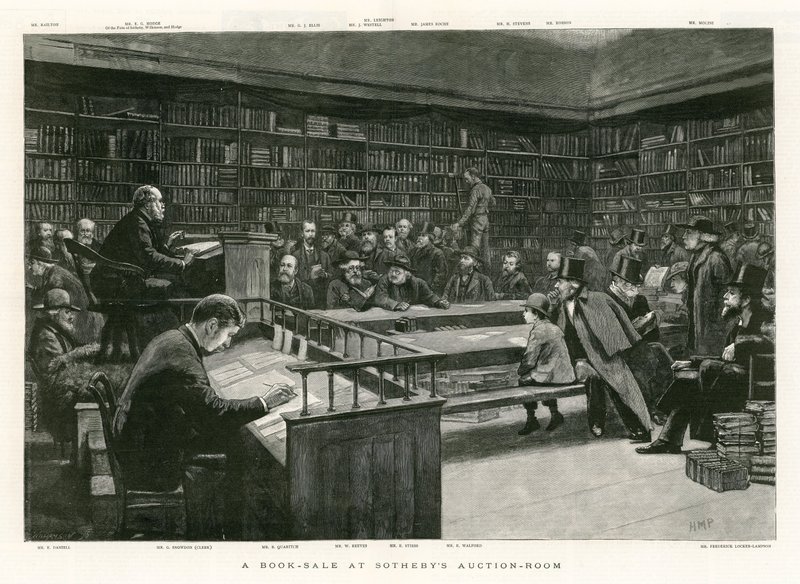 Vente de livres à la salle des ventes de Sotheby